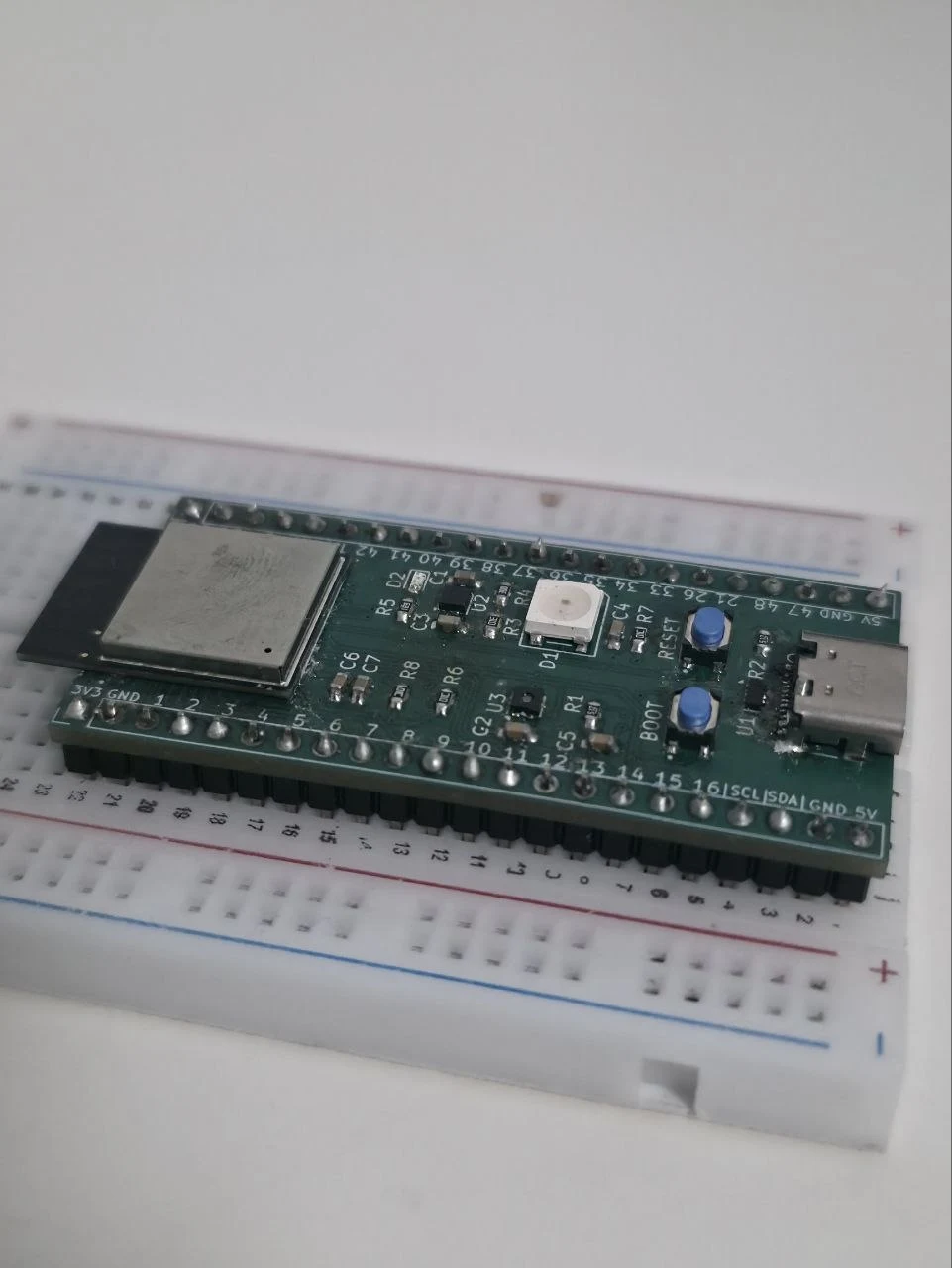 Assembled ESP32-S3 dev board — front view